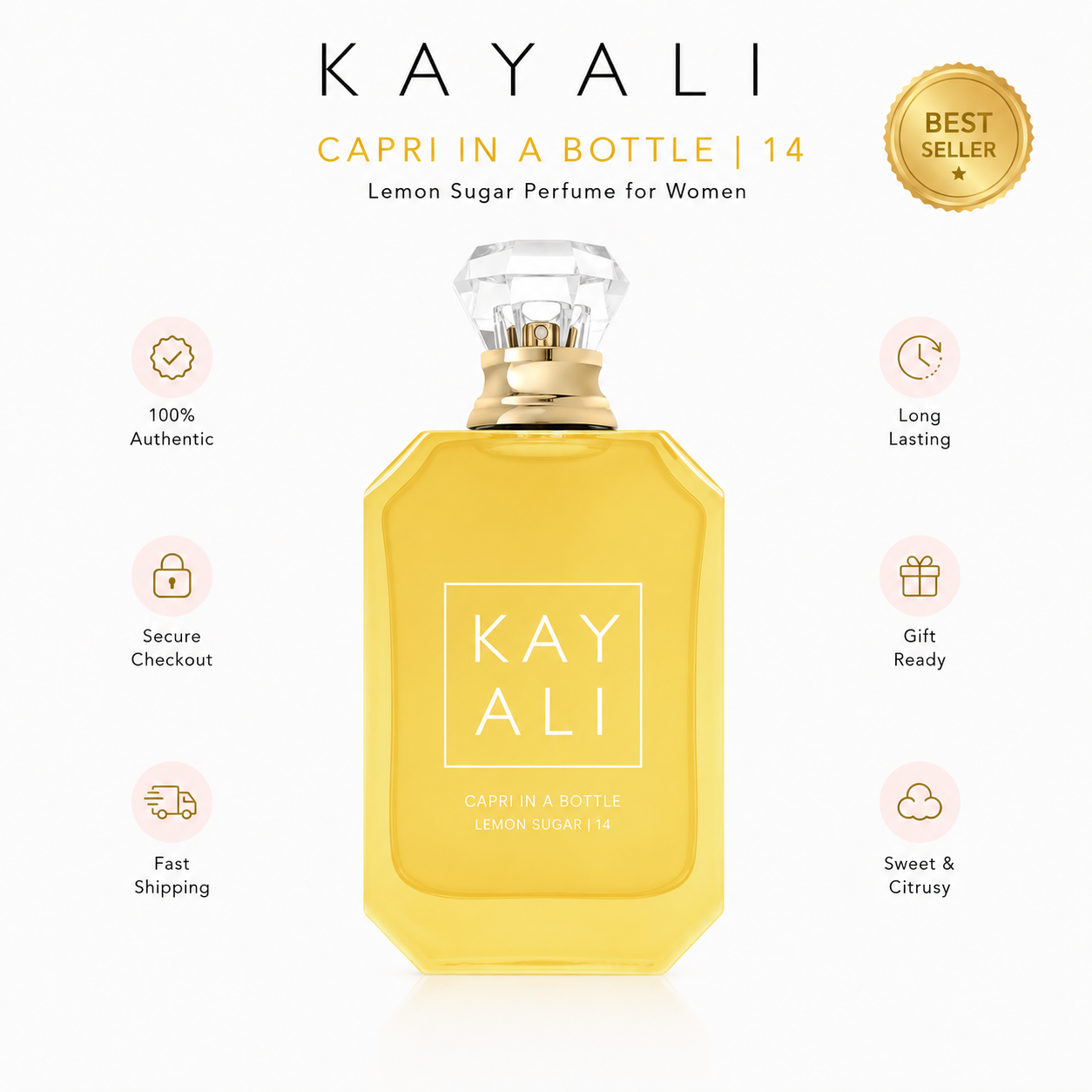 KAYALI Capri in a Bottle Lemon Sugar 14 EDP 3.4 oz – Fresh Citrus Perfume for Women