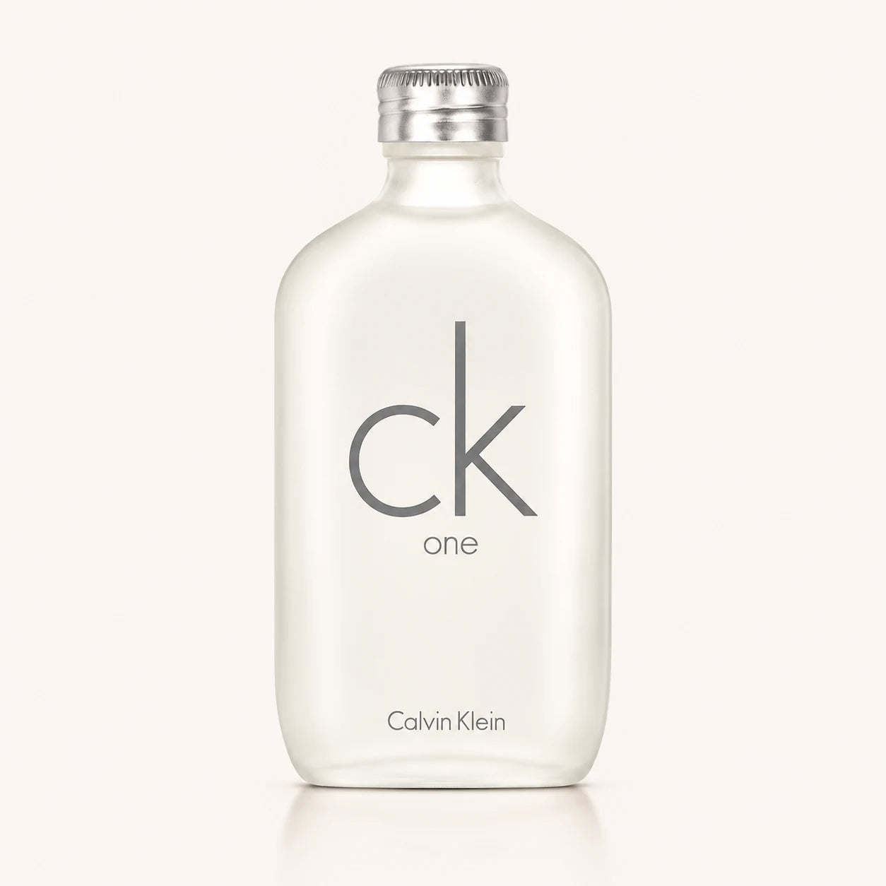 Calvin Klein CK One EDT bottle on ivory background