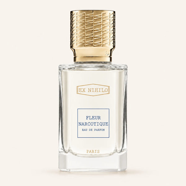 Ex Nihilo Fleur Narcotique EDP bottle on ivory background