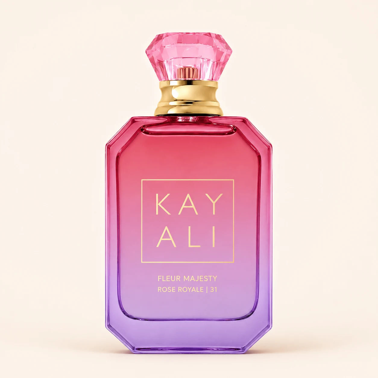 KAYALI Fleur Majesty Rose Royale 31 EDP bottle on ivory background