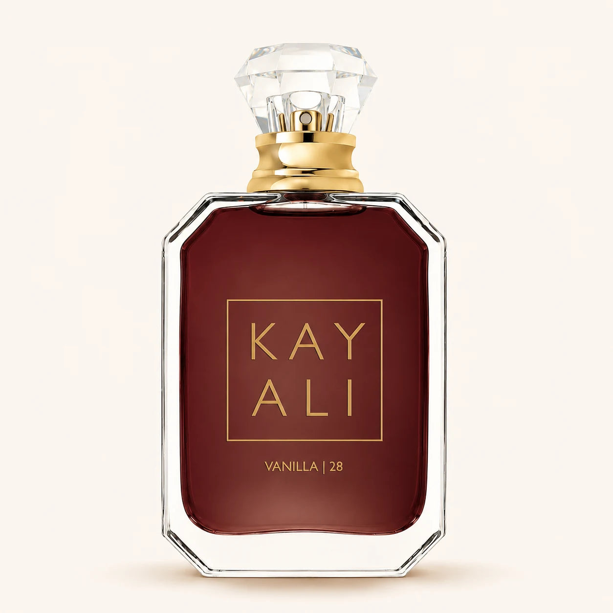 KAYALI Vanilla 28 EDP bottle on ivory background