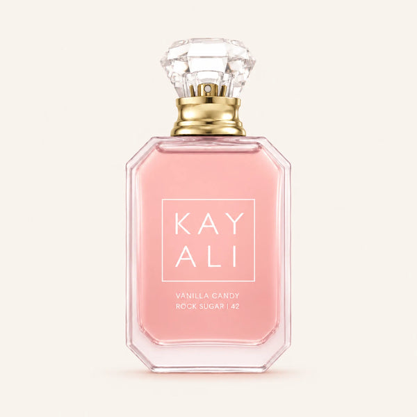 KAYALI Vanilla Candy Rock Sugar 42 EDP bottle on ivory background