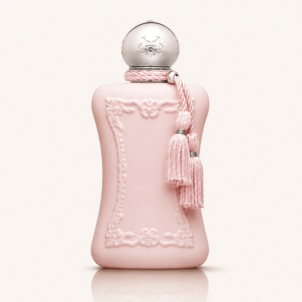 Parfums de Marly Delina EDP bottle on ivory background