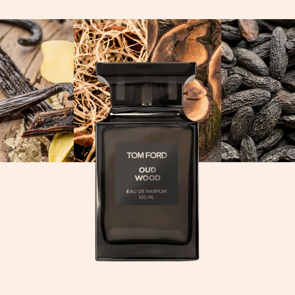 Oud Wood 100 ml with notes collage